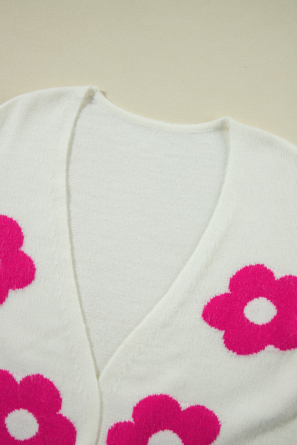 Cream Rose Flower Pattern Cardigan