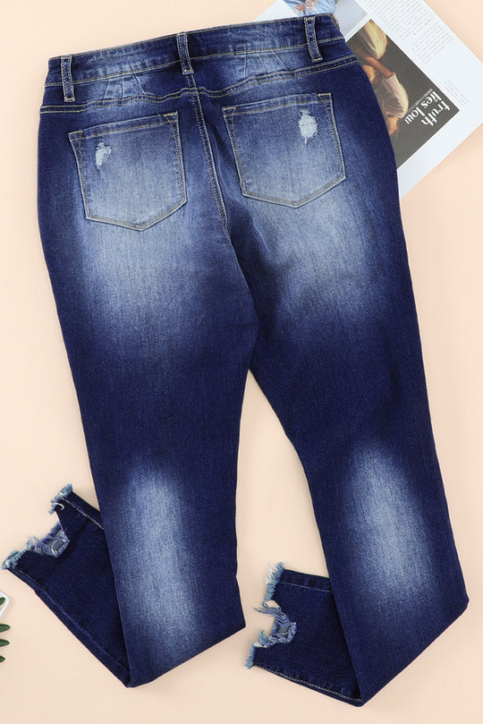 Distressed Ankle Frayed Skinny Denim - Klazzi Fashion Boutique