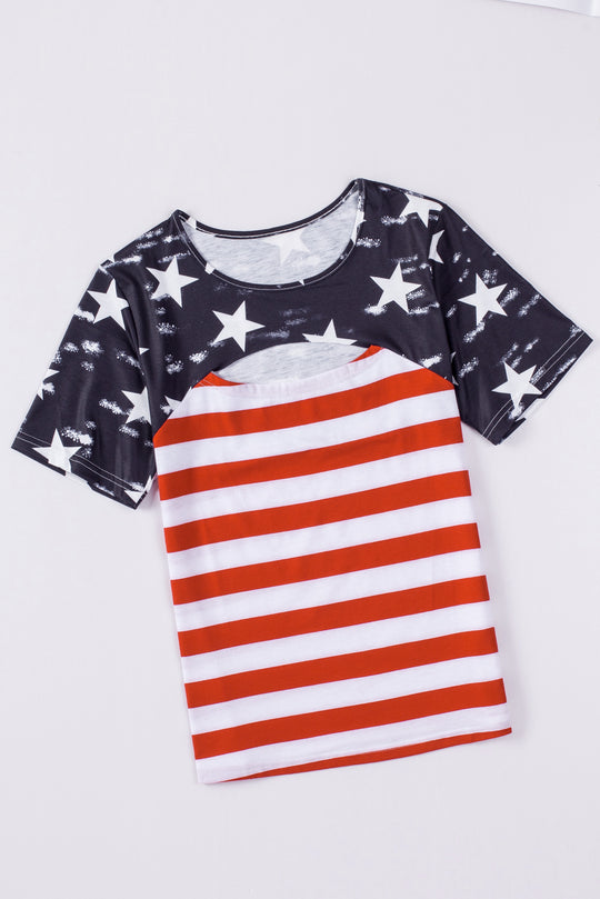 Cutout American Flag T-Shirt - Klazzi Fashion Boutique