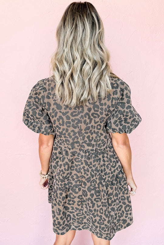 Denim Leopard Mini Dress