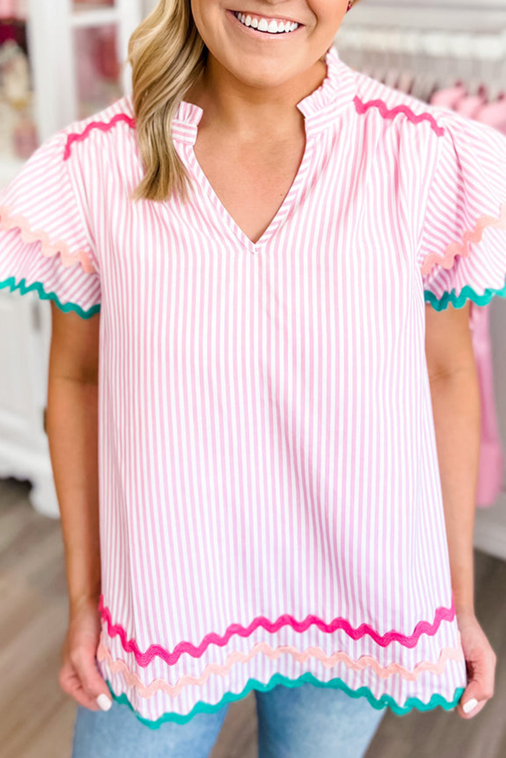 Layla Striped Zig Zag Blouse