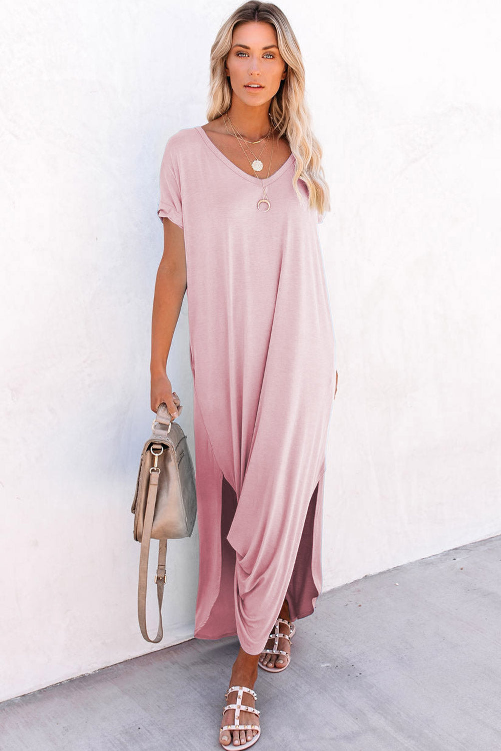 Women Splits Maxi T-shirt Dress