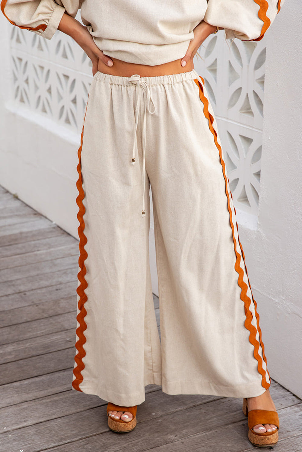 Pumpkin Spice Zig Zag Wide Leg Pants Set