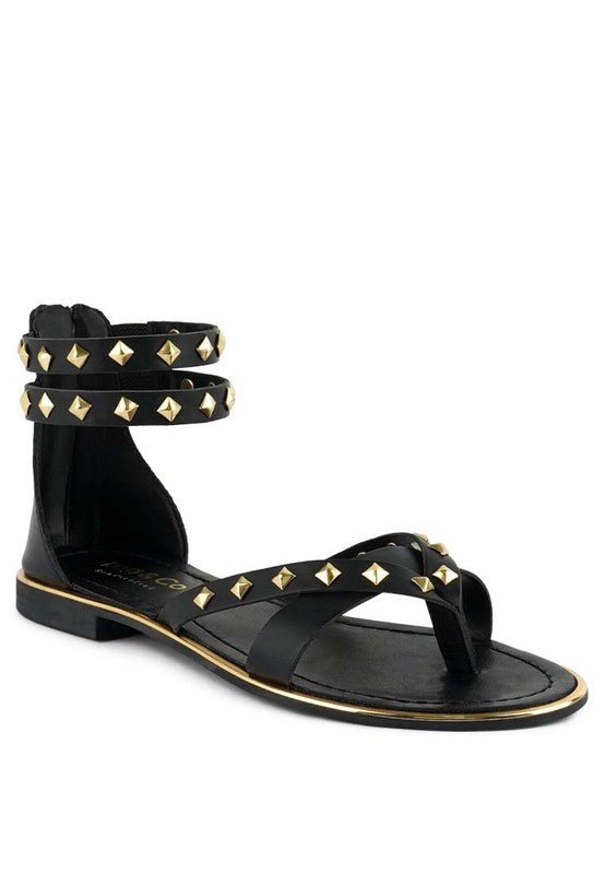 Emma Studded Flat Sandals - Klazzi Fashion Boutique