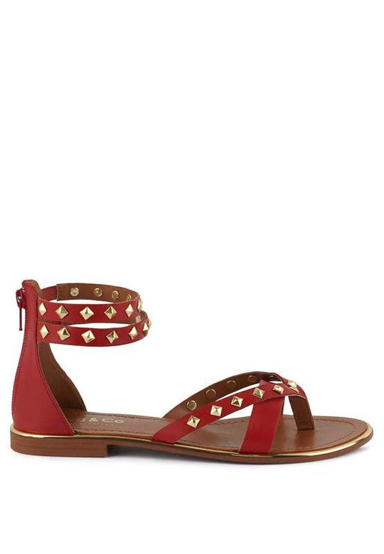 Emma Studded Flat Sandals - Klazzi Fashion Boutique