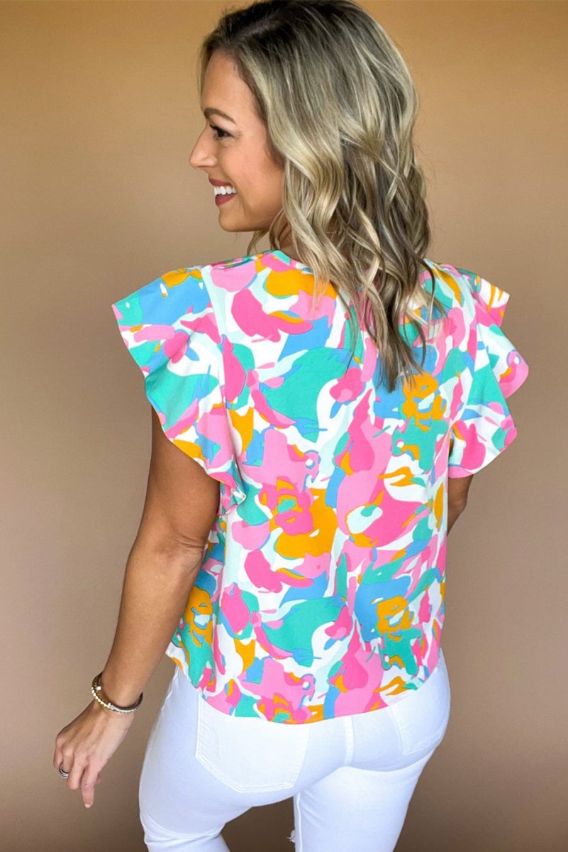 Erin Abstract Multicolor Blouse - Klazzi Fashion Boutique