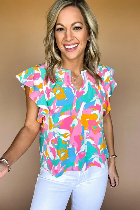 Erin Abstract Multicolor Blouse - Klazzi Fashion Boutique