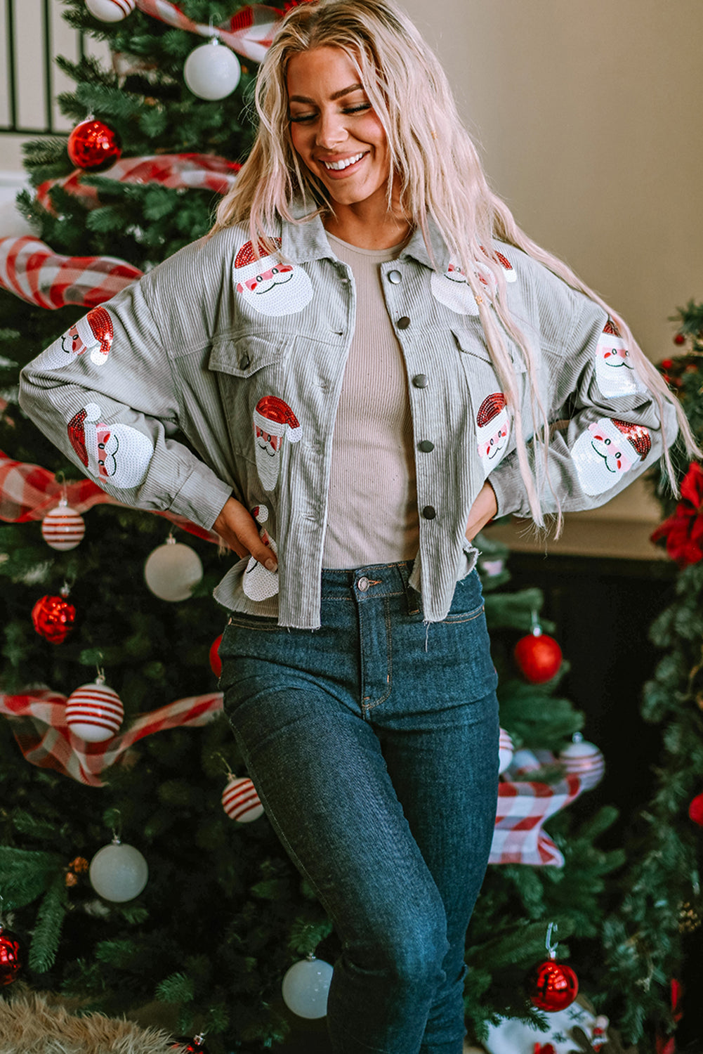  Sequin Sassy Santa Claus Corduroy Jacket