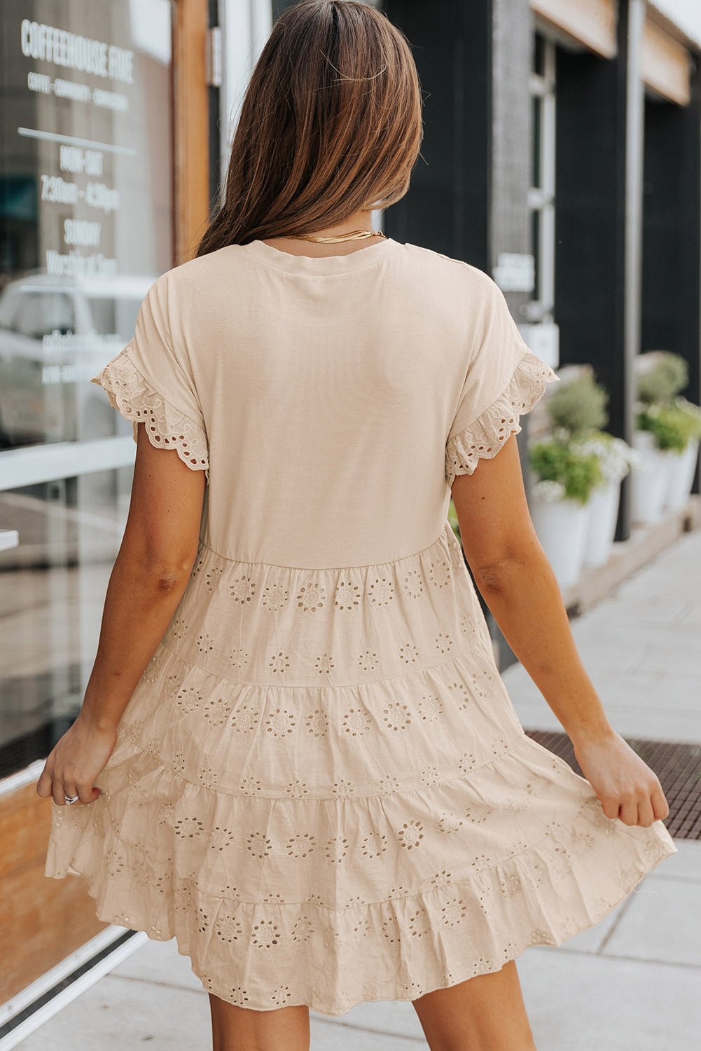 Khaki Tiered Short Dress