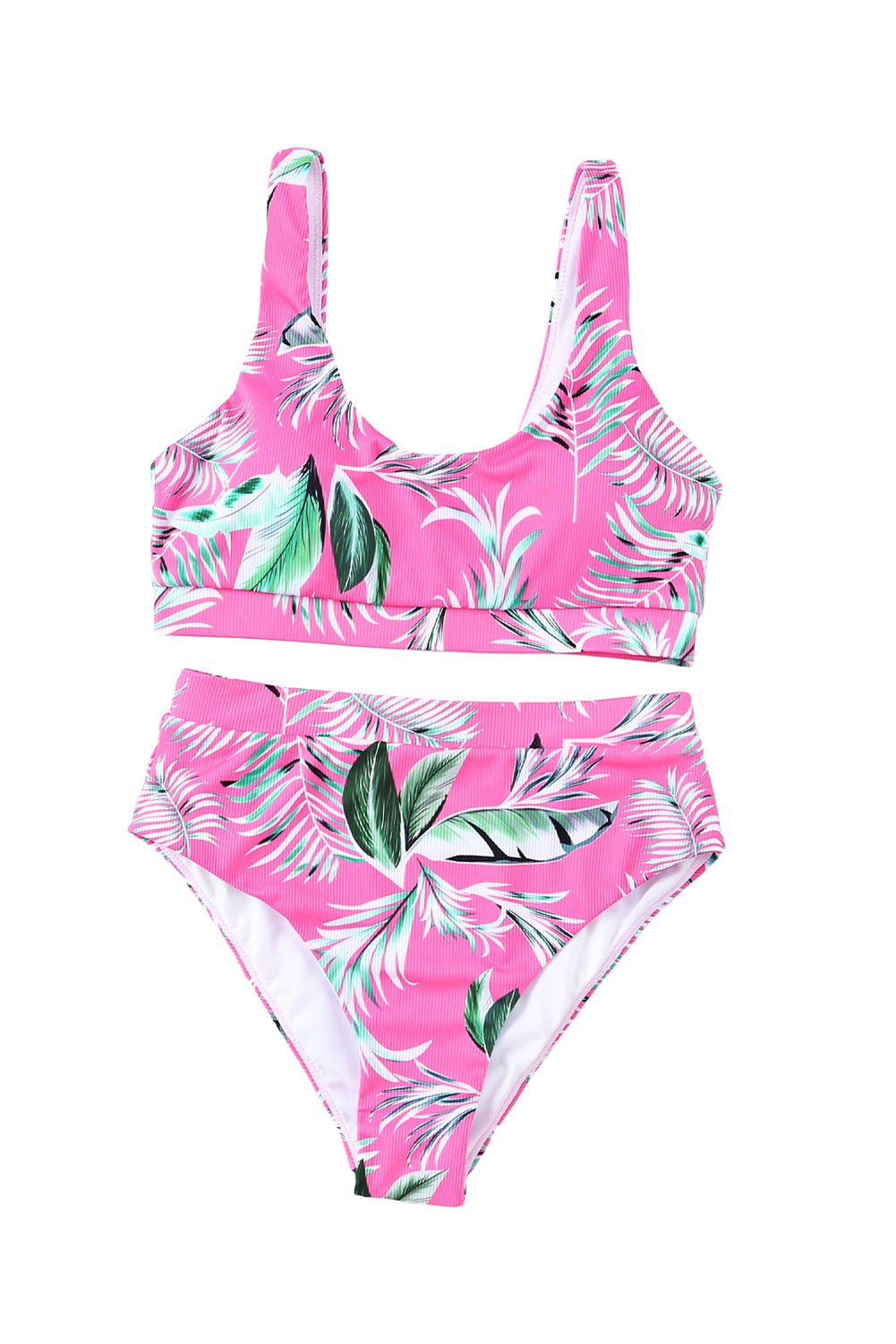 Tropical Pink High Waist Bikini - Klazzi Fashion Boutique