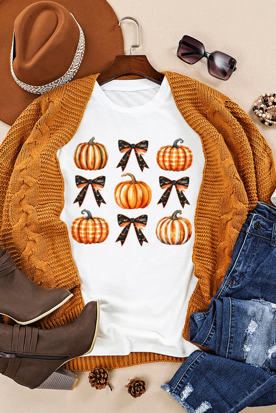 Halloween Pumpkin Bow Knot T-Shirt