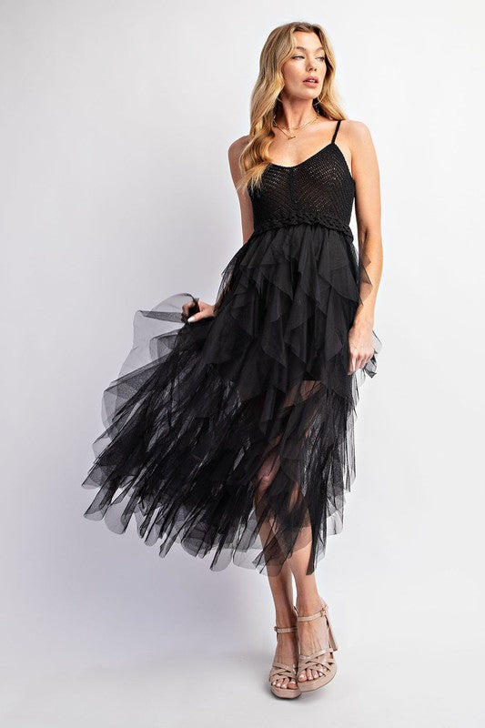 FABULOUS MIDI CROCHET TULLE DRESS