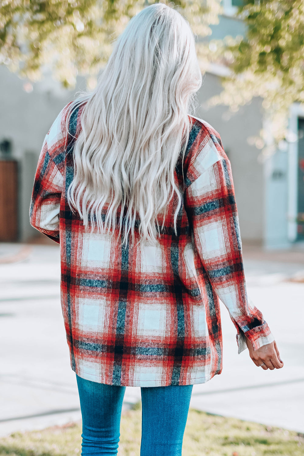 Plaid Red and Navy Shacket