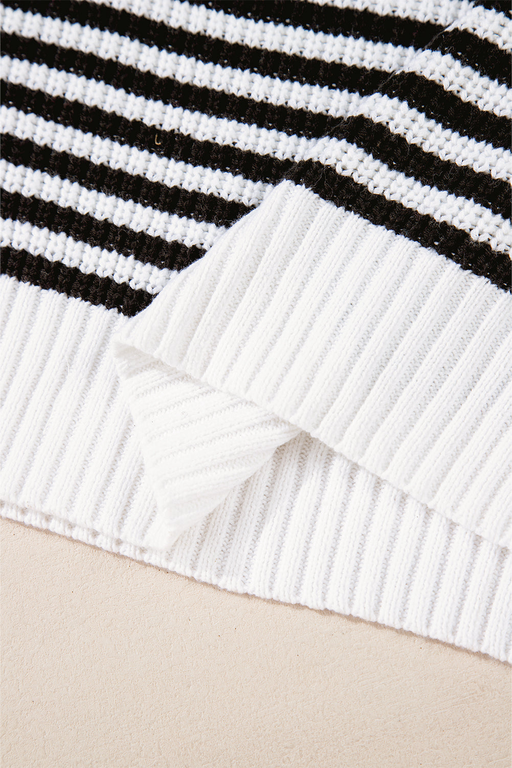 Stripe Zipper Collar Sweater