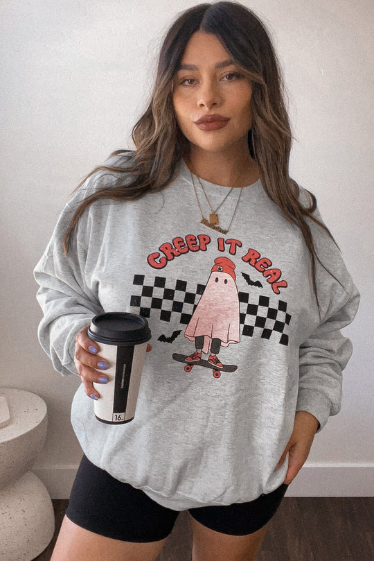 Halloween Ghost "Creep It Real" Plus Size Sweatshirt