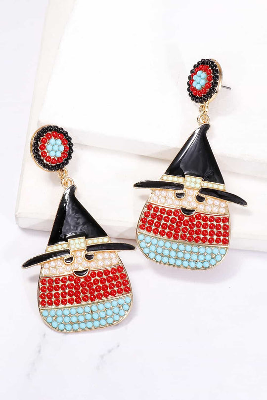 Halloween Witch Hat Pearl Earrings