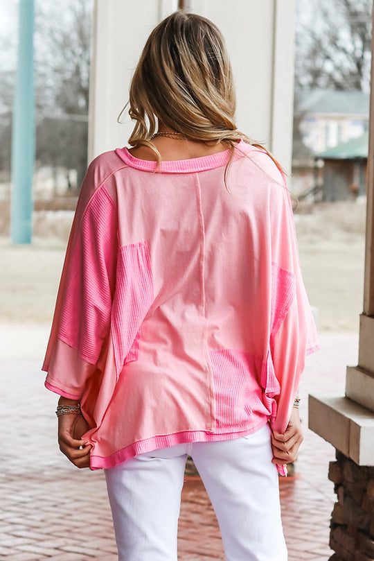 Alison Pink Patchwork Loose Top