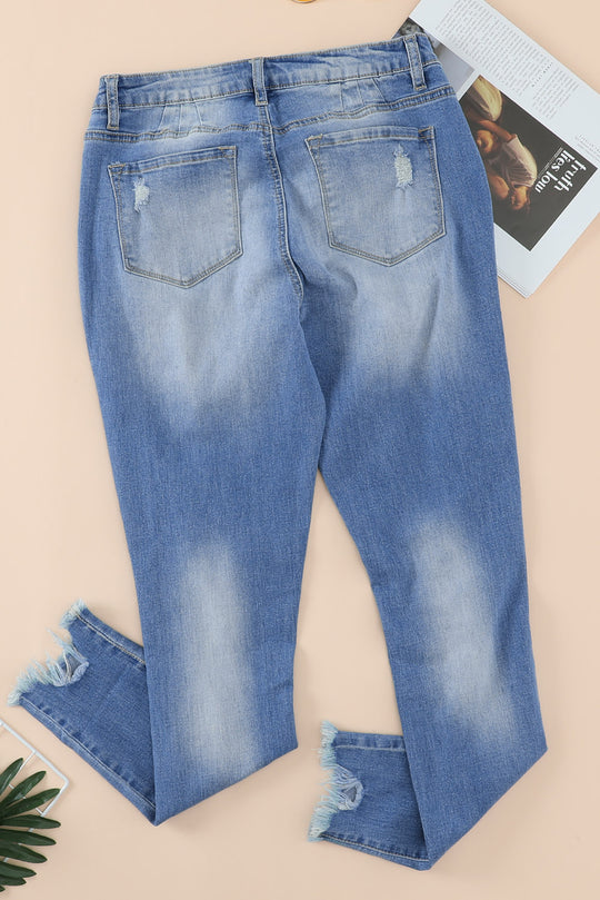 Distressed Ankle Frayed Skinny Denim - Klazzi Fashion Boutique