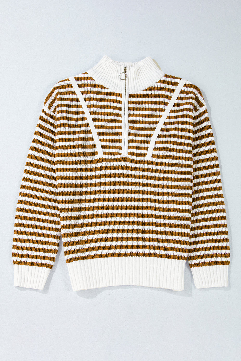 Stripe Zipper Collar Sweater