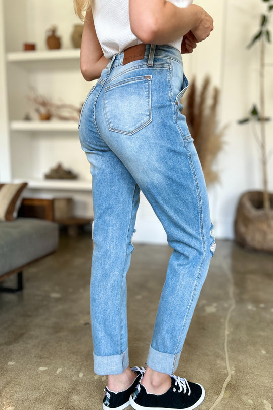 Distressed Judy Blue Straight Leg Jeans