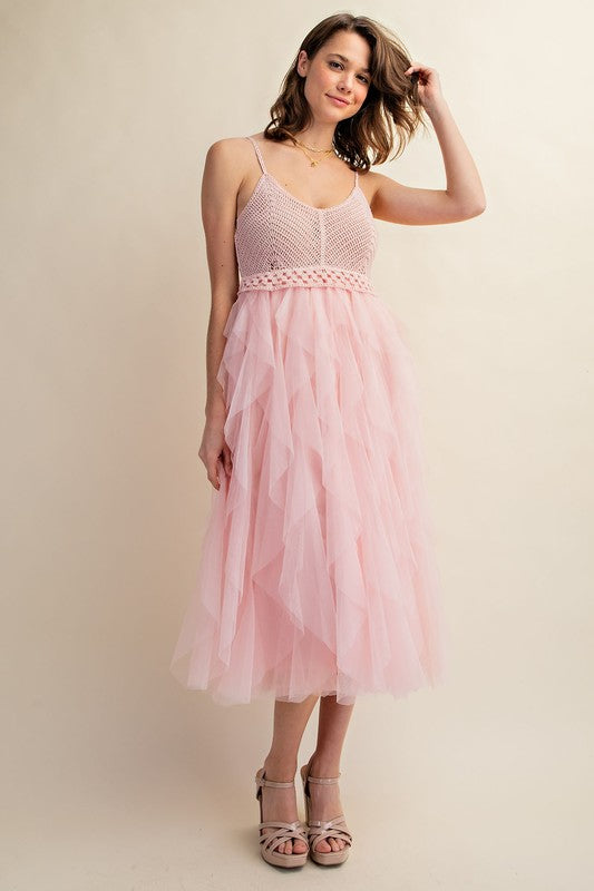 FABULOUS MIDI CROCHET TULLE DRESS