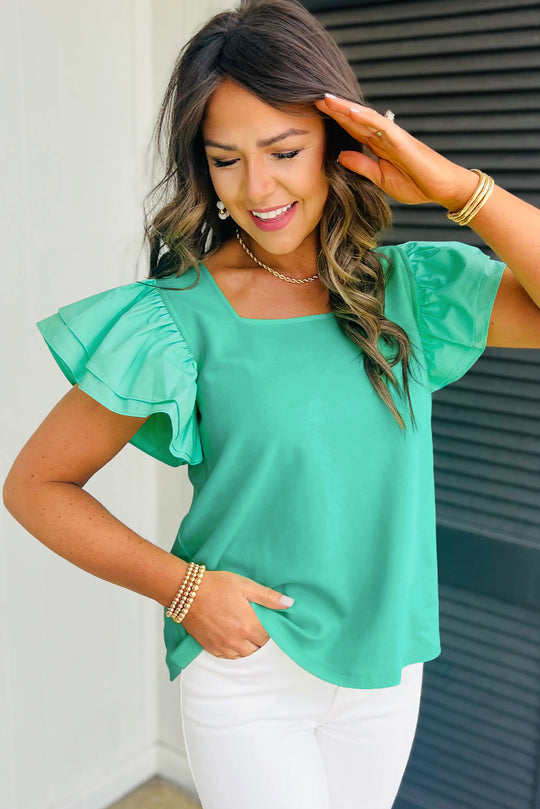 Mint Green Butterfly Sleeve Top