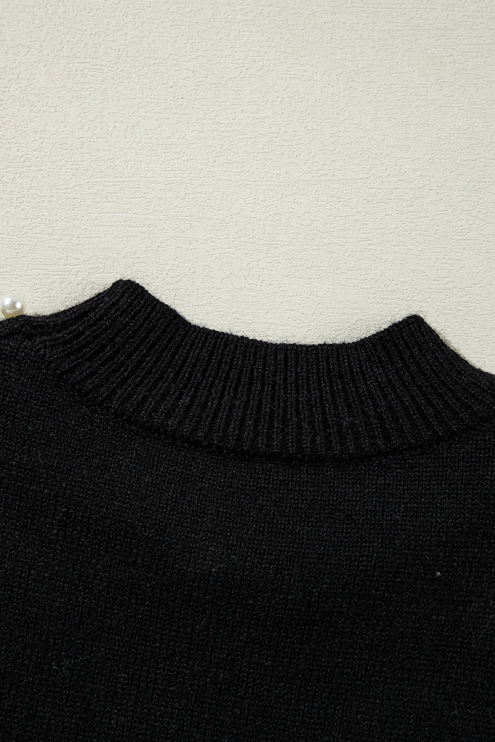 Dazzling Beaded Pearl Black Sweater