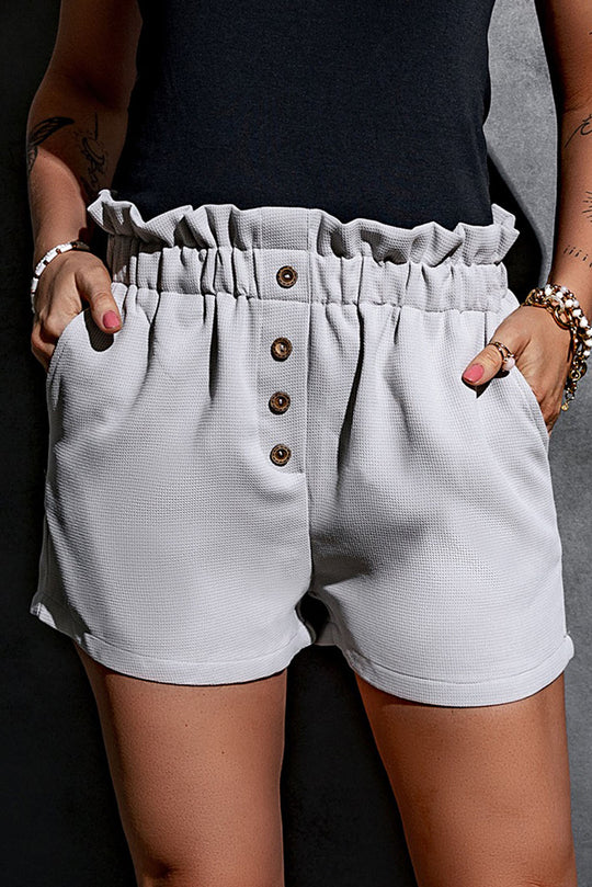 Gray Linen Mix Paper Bag Shorts - Klazzi Fashion Boutique