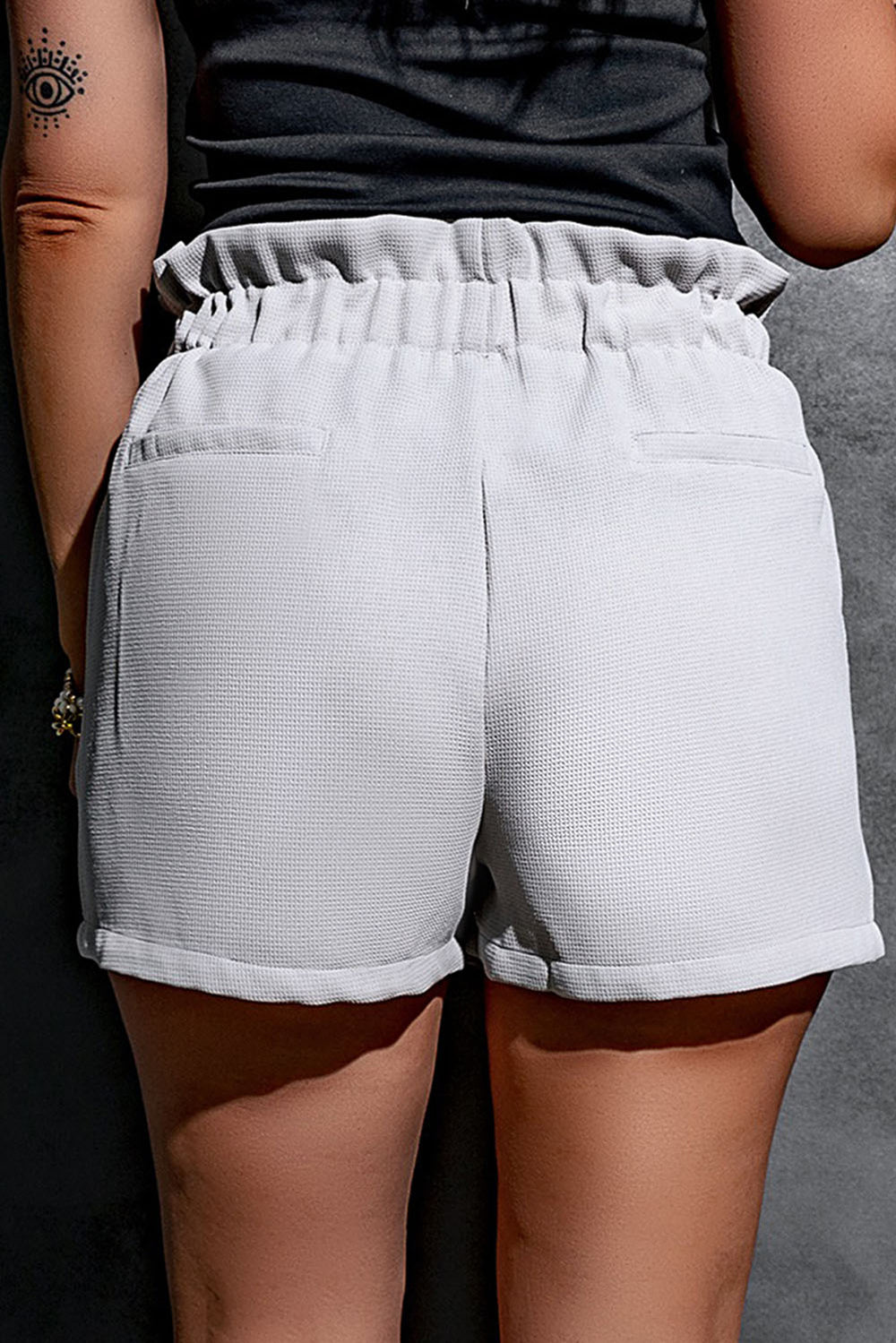 Gray Linen Mix Paper Bag Shorts - Klazzi Fashion Boutique