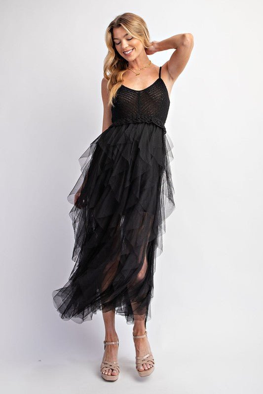 FABULOUS MIDI CROCHET TULLE DRESS - Klazzi Fashion Boutique