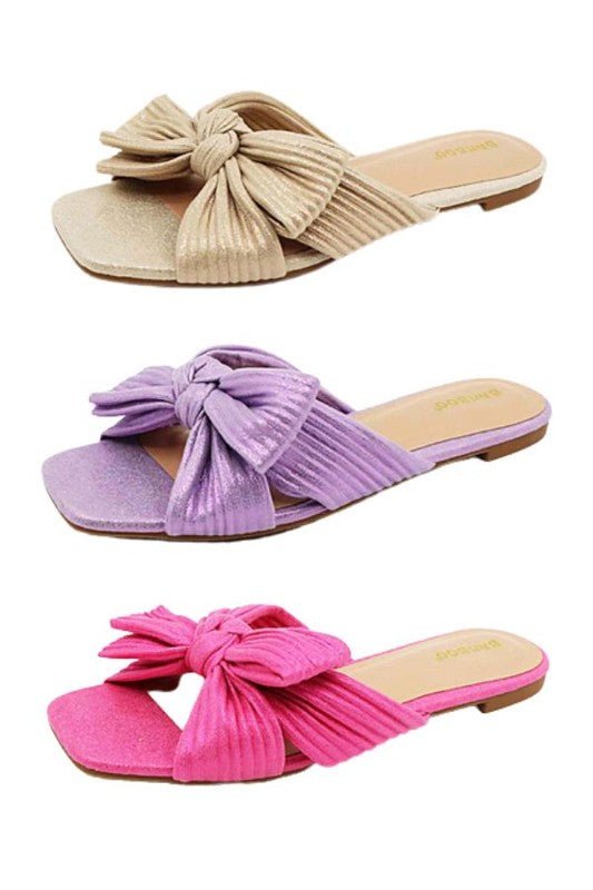 FAIRA SASSY BOW FLAT SANDALS - Klazzi Fashion Boutique