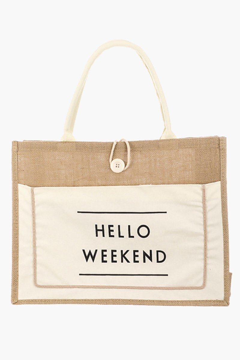 Fame "Hello Weekend" Tote Bag - Klazzi Fashion Boutique