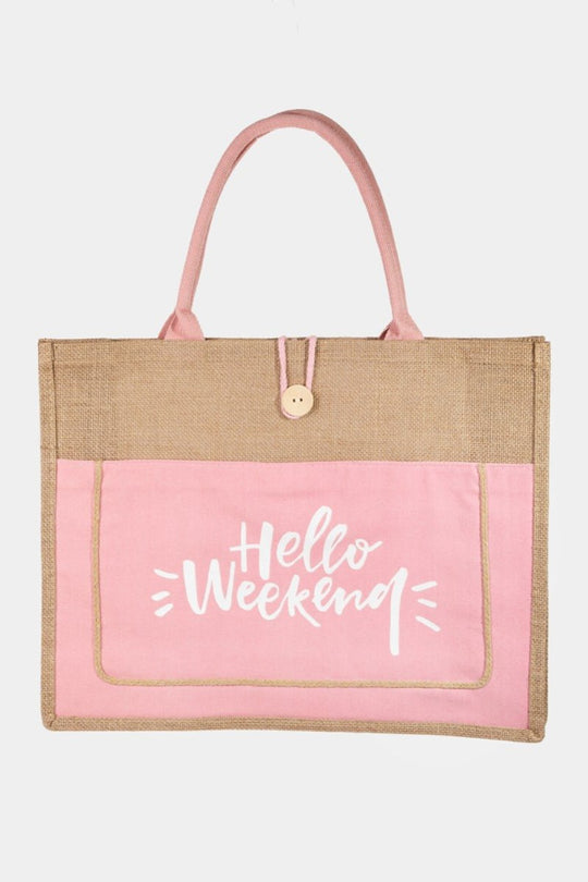 Fame "Hello Weekend" Tote Bag - Klazzi Fashion Boutique