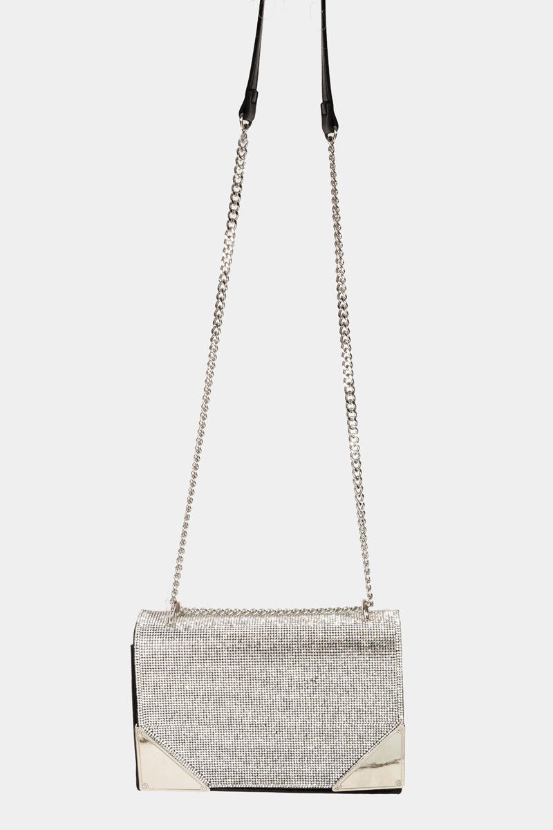 Fame Rhinestone Studded Rectangle Crossbody Bag - Klazzi Fashion Boutique