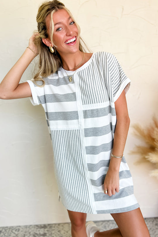 Mixed Stripes Mini T-Shirt Dress