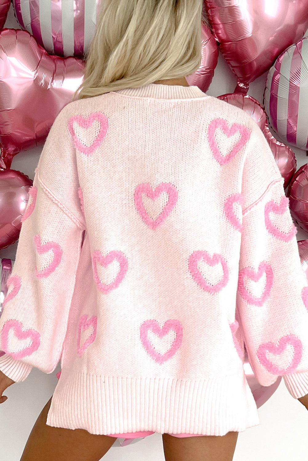 Pink Heart Baggy Sweater