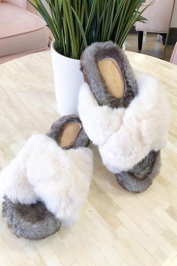 Feeling Cozy White Slippers - Klazzi Fashion Boutique