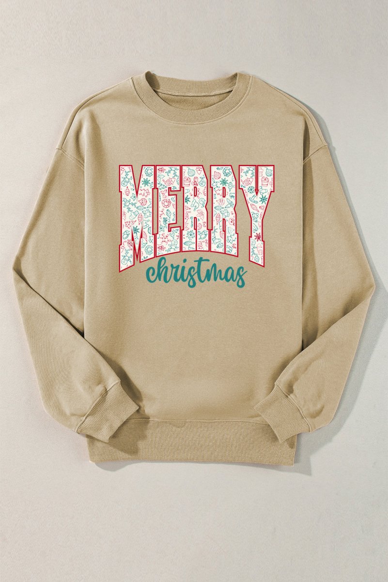 Festive "Merry Christmas" Graphic Sweatshirt - Klazzi Fashion Boutique