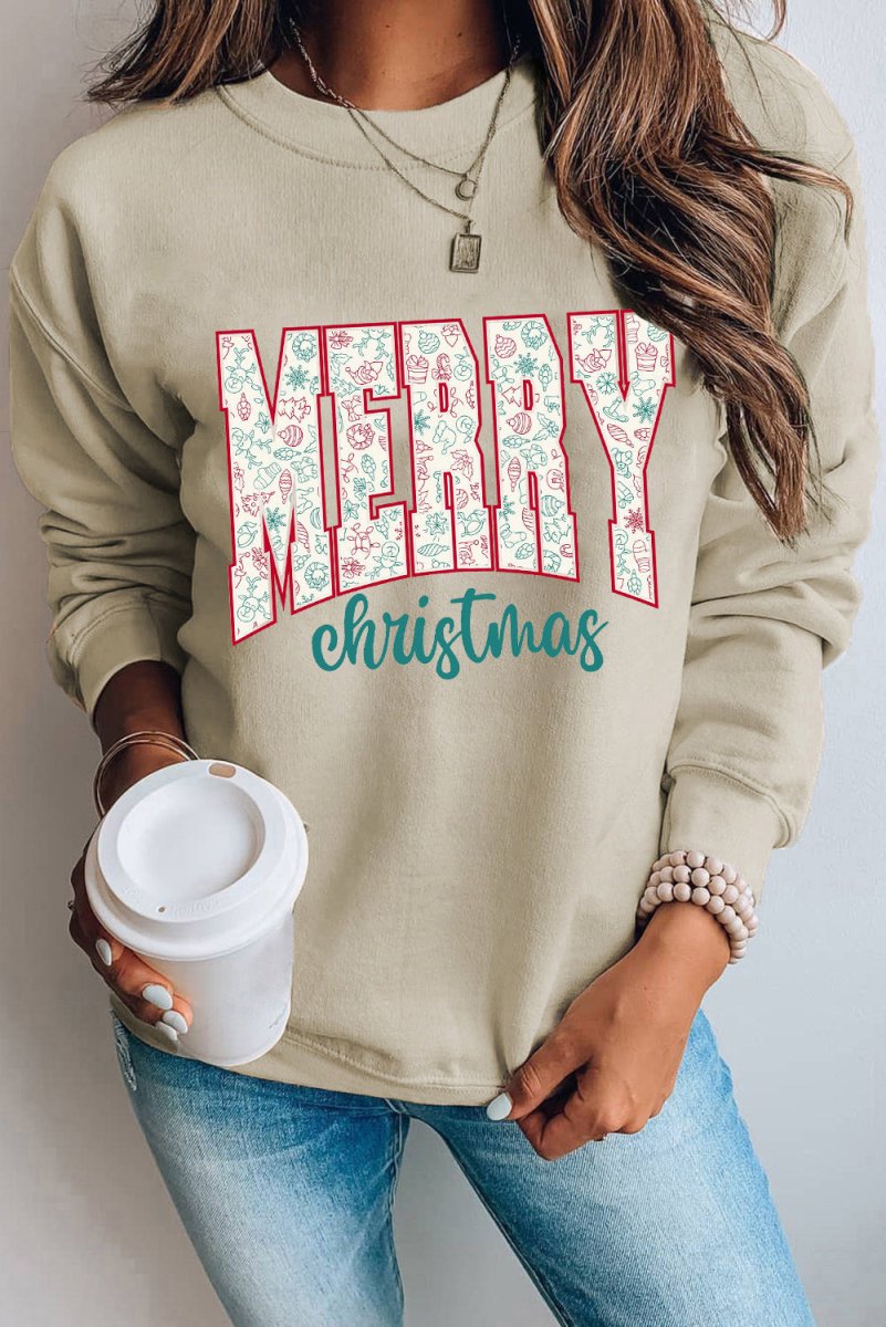 Festive "Merry Christmas" Graphic Sweatshirt - Klazzi Fashion Boutique