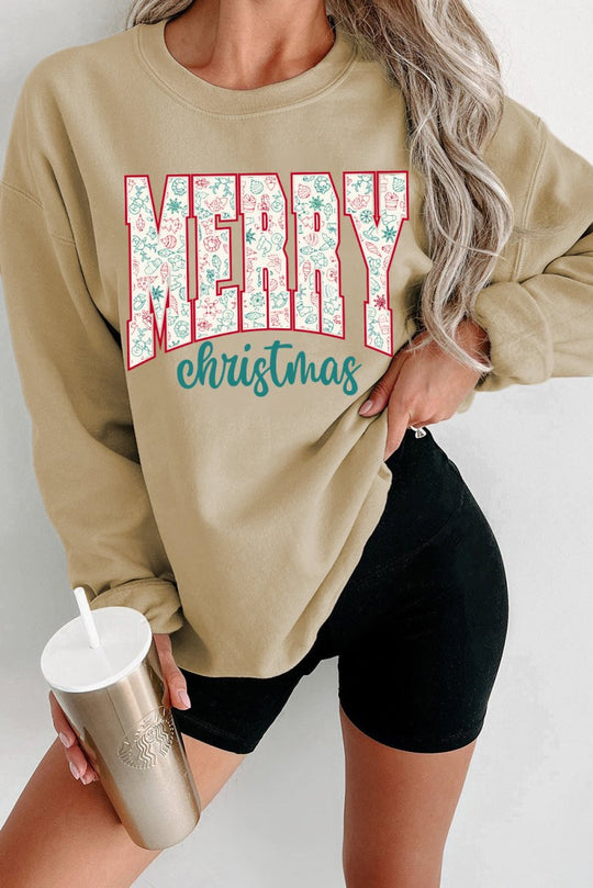 Festive "Merry Christmas" Graphic Sweatshirt - Klazzi Fashion Boutique