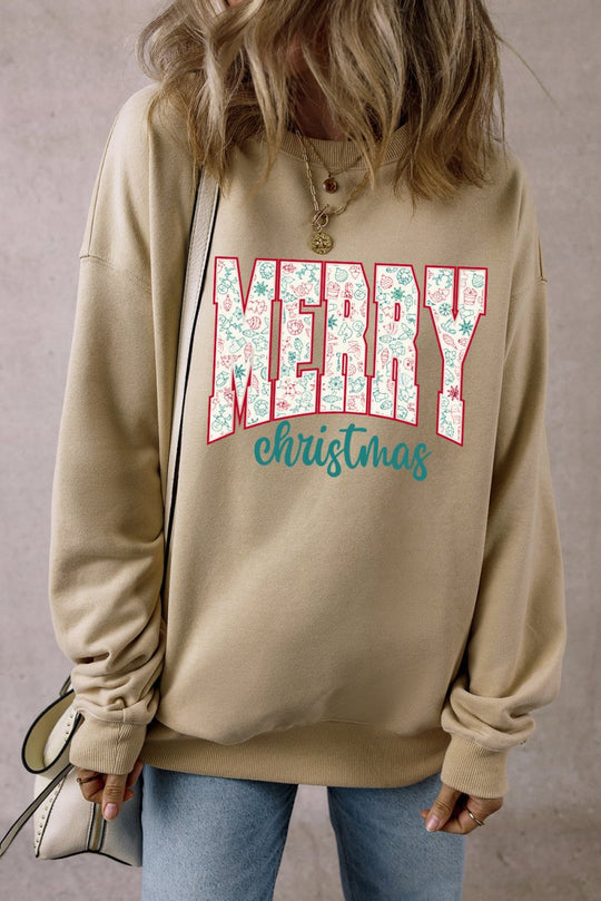 Festive "Merry Christmas" Graphic Sweatshirt - Klazzi Fashion Boutique