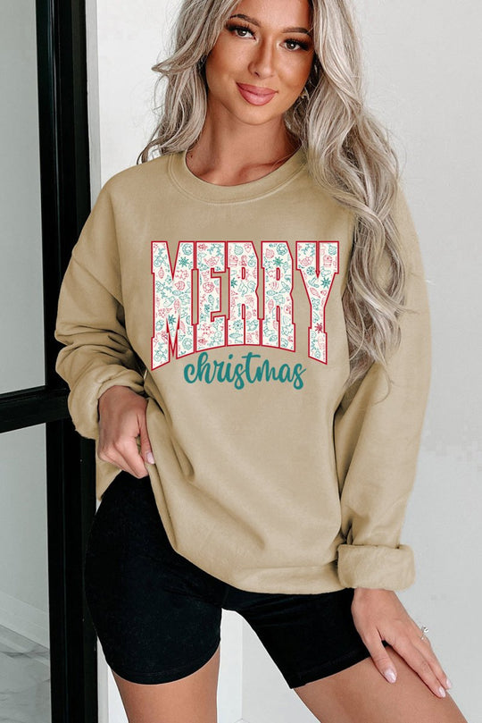 Festive "Merry Christmas" Graphic Sweatshirt - Klazzi Fashion Boutique