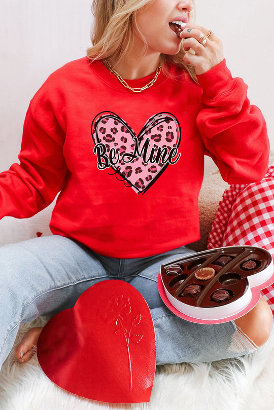 Valentine "Be Mine" Leopard Heart Sweatshirt