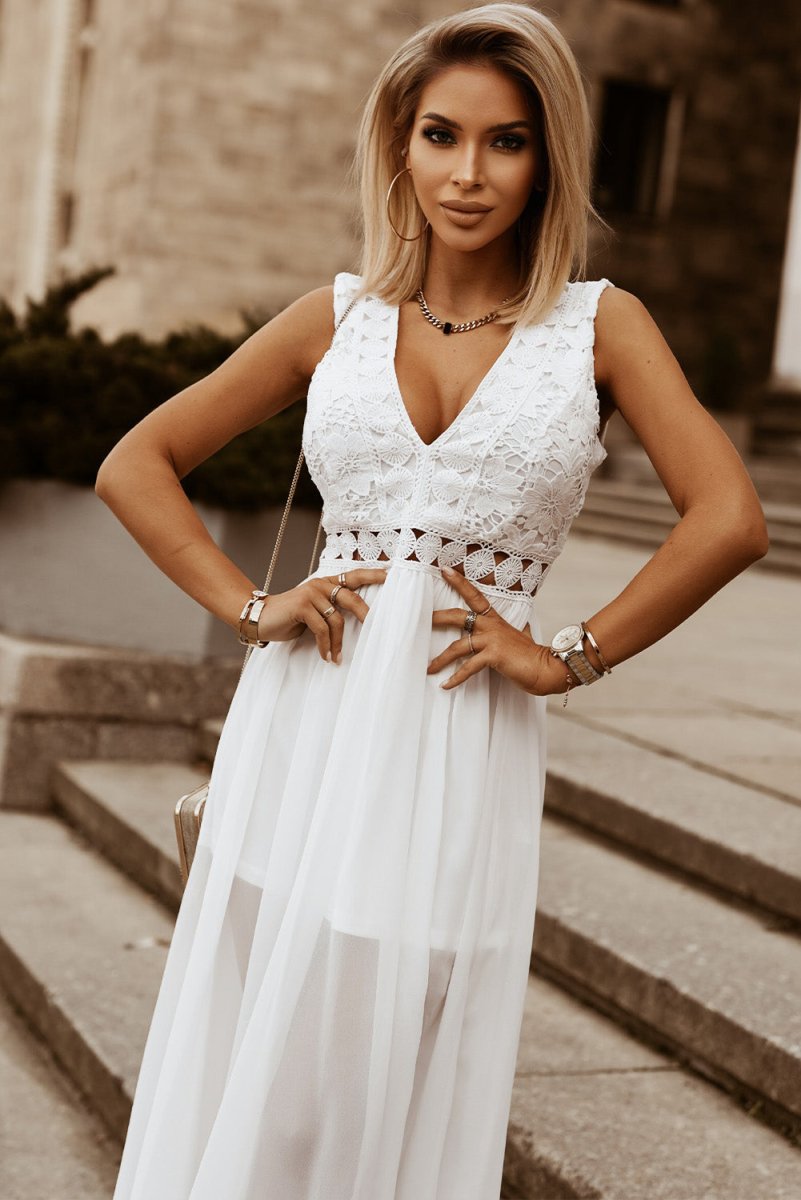 Flirty Girl Slit Lace Long Dress - Klazzi Fashion Boutique