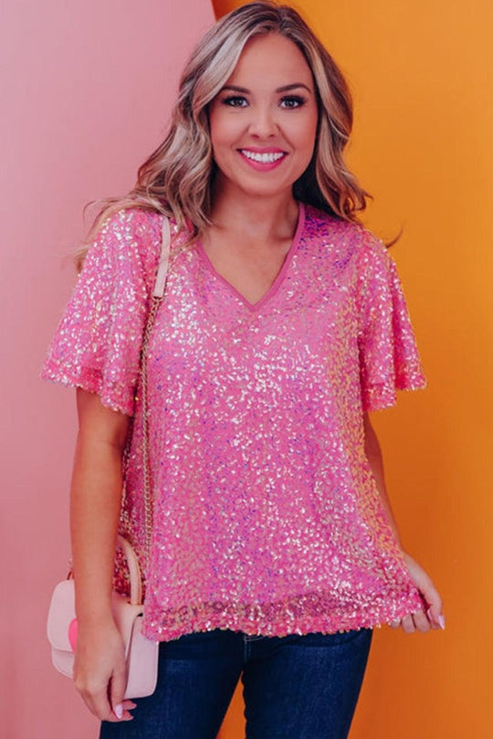 Flirty Hot Pink Sequin Top - Klazzi Fashion Boutique