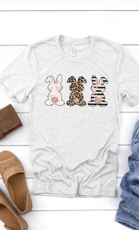 Floral Easter Bunnies Graphic Tee - Klazzi Fashion Boutique