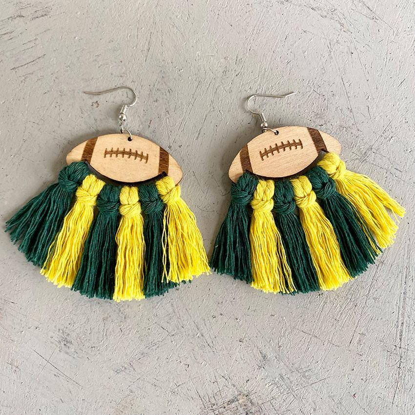 Football Fan Fringe Tassel Earrings - Klazzi Fashion Boutique