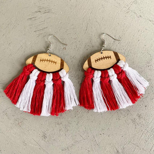 Football Fan Fringe Tassel Earrings - Klazzi Fashion Boutique