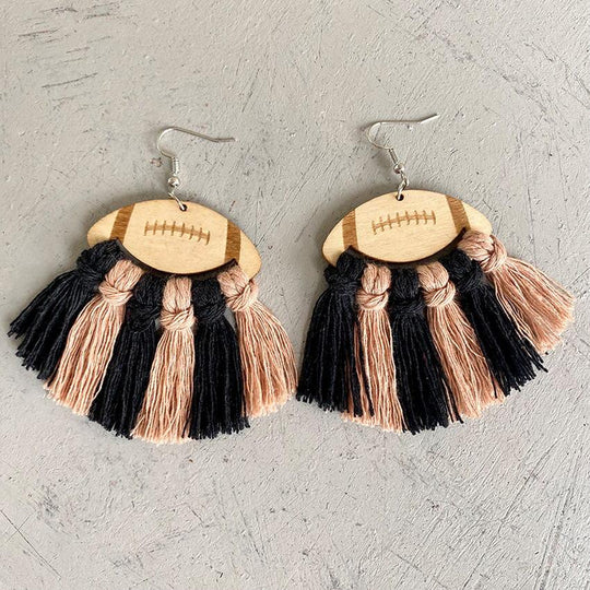 Football Fan Fringe Tassel Earrings - Klazzi Fashion Boutique