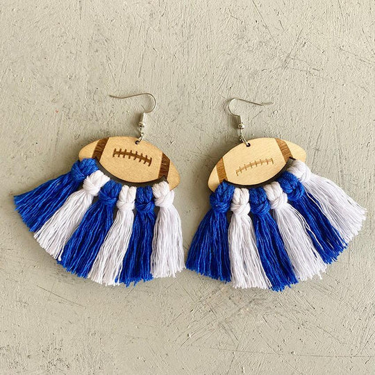 Football Fan Fringe Tassel Earrings - Klazzi Fashion Boutique